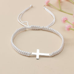 Steel Cross Bracelet - Adjustable Hand Woven Cross for Spiritual Protection & Daily Wear
