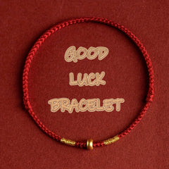 Exquisite Handcrafted Red Black String Amulet with Lucky Golden Beads - Symbol of Love and Friendship