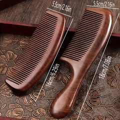 Solid Wood Natural Sandalwood Comb Men's And Women's Long Handle Crescent Comb