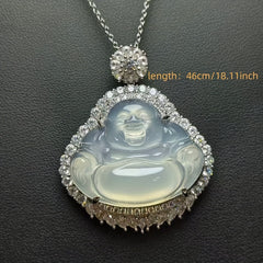 Men's Natural Agate Smiling Character Pendant Necklace - Retro Stone Jewelry for Positive Energy & Mental Clarity