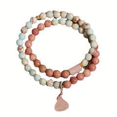 Pink & Beige Resin Bracelet - Daily Harmony & Party Elegance
