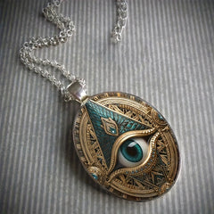 All-Seeing Eye Oval Pendant Necklace — Spiritual Insight & Protective Energy Amulet