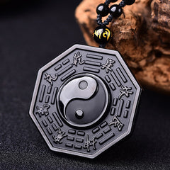 Obsidian Yin Yang Necklace - Protective Energy & Balanced Chi