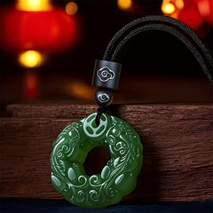 Elegant Teal Glass Pixiu Pendant Necklace - Energy Healing & Protection for Couples | Non-Magnetic Gift