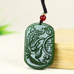 New Pendant 2pcs Natural Stone Dragon & Phoenix - Harmony & Prosperity Energy