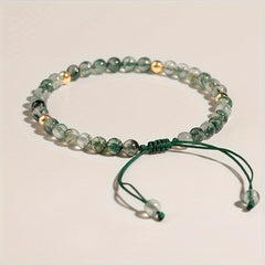Green Agate Woven Bracelet - Adjustable Design for Energy Healing and Daily Wear