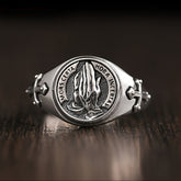 Men's Prayer Hands Ring - Spiritual Protection & Energy Harmony, Adjustable Open Band, Hypoallergenic