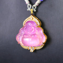 Elegant Vintage Violet Character Pendant Earrings Set - Natural Stone with Gold Tone and Sparkling Faux Gemstones for Spiritual Harmony and Positive Energy