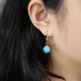 Tealight Blue Dangle Earrings - 8mm Magnesium Alloy for Energy Balance & Daily Elegance