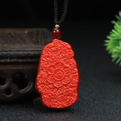 Authentic Cinnabar Dragon Amulet for Men - Prosperity, Protection, and Traditional Style