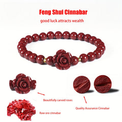 Rose Cinnabar Beaded Stretch Bracelet - Amass Fortunes with Natural Energy