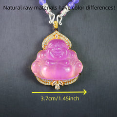 Elegant Vintage Violet Character Pendant Earrings Set - Natural Stone with Gold Tone and Sparkling Faux Gemstones for Spiritual Harmony and Positive Energy