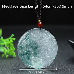 Natural Quartz Dragon Pendant - Exquisite Carved Ice Dragon Round Pendant