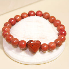 Heart-Shaped Tiger Eye Bracelet - Natural Stone Jewelry for Romantic Occasions & Daily Wear with Energy Healing