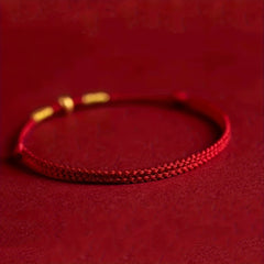 Exquisite Handcrafted Red Black String Amulet with Lucky Golden Beads - Symbol of Love and Friendship
