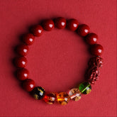 Five-Way Wealth God Pi Xiu Bracelet - Cinnabar Attract Wealth & Treasures, Unisex Feng Shui Jewelry for Daily Wear or Gift