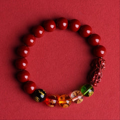 Five-Way Wealth God Pi Xiu Bracelet - Cinnabar Attract Wealth & Treasures, Unisex Feng Shui Jewelry for Daily Wear or Gift