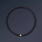 Elegant Obsidian & Golden Bead Bracelet for Protection & Balance