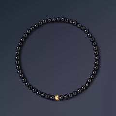 Elegant Obsidian & Golden Bead Bracelet for Protection & Balance