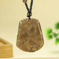 Natural Stone Ice Transparent Mountain Waterfall Pendant for Men Relaxed Style No Plating No Setting