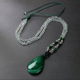 Retro Water Drop Peacock Stone Pendant for Emotional Balance & Harmony