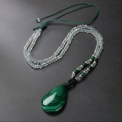 Retro Water Drop Peacock Stone Pendant for Emotional Balance & Harmony