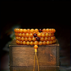 108 Natural Amber Beads Bracelet - Spiritual Healing & Meditation Energy