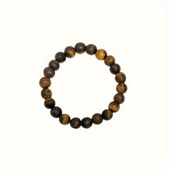 3pcs Vintage Silvery Tiger-Eye Bead Bracelets - Retro Chinese Style for Daily Wear & Energy Balance