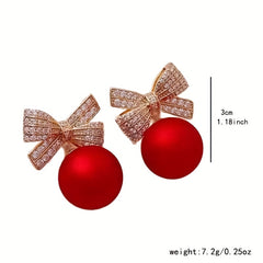 Elegant Red Bow-like Stud Earrings with Positive Energy - Vintage Jewelry for Everyday & Formal Events
