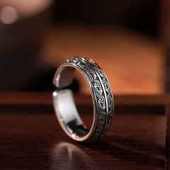 Adjustable Bronze Beast Scroll Ring | Ancient Strength Symbolism for Heritage & Energy Enhancement