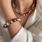 Vintage Multicolor Beads & Freshwater Pearls Set - 2pcs Layered Jewelry for Everyday Harmony & Mother’s Day Gifts