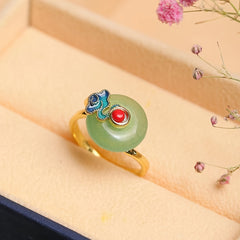 Vintage Peace Buckle Earrings Set with Natural Stone - Grounding, Elegant Jewelry for Women's Harmony & Style