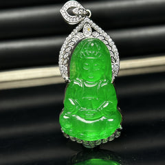 Emperor Green Guanyin Jade Pendant Necklace for Heart Chakra, Compassion, and Spiritual Protection