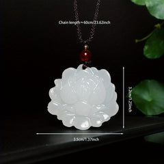White Flower Natural Stone Pendant - Vintage Artistic Style for Harmony & Protection