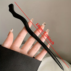 Elegant Black Wooden Hairpin - Classic Hair Clip for Secure Hold & Versatile Styling with Mind-Body-Spirit Balance
