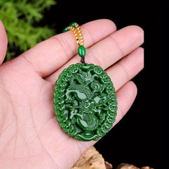 Bohemian Green Jade Dragon Pendant for Wealth & Prosperity - Lunar New Year Gift with Protective Powers