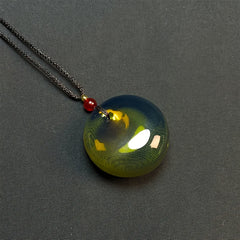 Zen Green Resin Buddha Pendant Necklace for Inner Peace, Unisex Minimalist Style, Perfect for Meditation