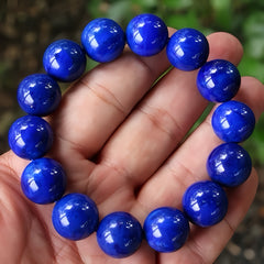12mm/14mm Lapis Lazuli Bracelet Ethnic Style Glossy Blue Spherical Charms Daily Wear Gifts