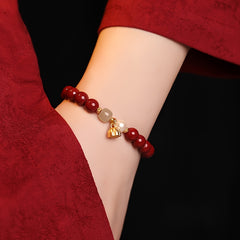 Unisex Cinnabar & Agate Pendant Bracelet – Career Enhancement & Harmonious Energy