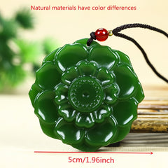 Natural Stone Green Lotus Pendant Necklace - Spiritual Balance & Harmony