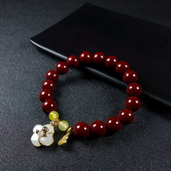 Exquisite Cinnabar Four-Leaf Flower Bracelet — Vitality, Harmony & Good Fortune Energy Jewelry