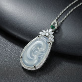 White Ruyi Pendant Necklace for Good Fortune and Spiritual Harmony