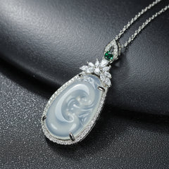 White Ruyi Pendant Necklace for Good Fortune and Spiritual Harmony