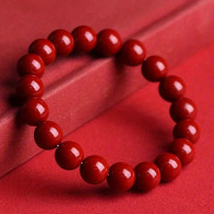 Natural Cinnabar Bracelet - Zodiac Year Purple Golden Sand Fortune Beads for Energy & Protection