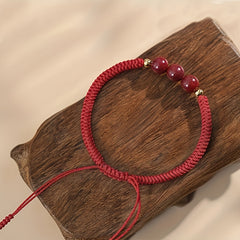 Luxury Handmade Bead Bracelet - Red & Golden Elegance for Energy & Prosperity