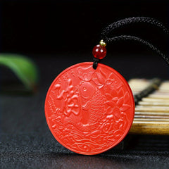 Red Cinnabar Fish Pendant for Abundance, Protection & Good Fortune