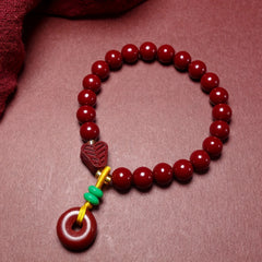 Cinnabar Bracelet Peace Buckle Wealth Attraction Good Luck Charm