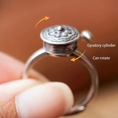 1PC Middle East 360° Rotating Boho Ring - Silver with Intricate Patterns for Spiritual Energy