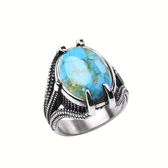 Vintage Claw Set Black Onyx Men's Ring 316L Stainless Steel Classic Fashion Jewelry