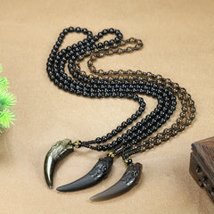 Vintage Boho Wolf Tooth Pendant Necklace - Protective Energy for Daily Wear & Vacation